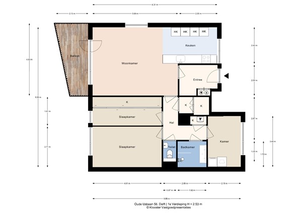 Plattegrond - Oude IJsbaan 56, 2612 NG Delft - 1e Verdieping.jpeg